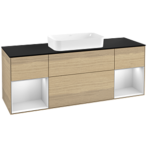 Villeroy and Boch Finion Villeroy and Boch Finion G332MTPC 160cm, black matt cover plate, Emotion, white matt lacquer shelves, Oak Veneer