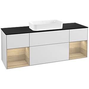 Villeroy and Boch Finion Villeroy and Boch Finion G332PCMT 160cm, cover plate black matt, Emotion, shelves Oak Veneer , white matt lacquer