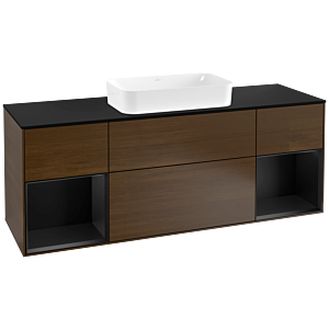 Villeroy and Boch Finion Villeroy and Boch Finion G332PDGN 160cm, black matt cover plate, Emotion, black matt lacquer shelves, walnut veneer