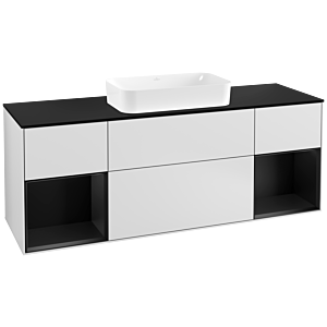 Villeroy et Boch Finion Villeroy et Boch G332PDMT 160cm, plaque de finition noir mat, Emotion, étagères Laque noire mate, Laque blanche mate