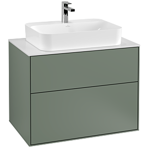 Villeroy und Boch Finion Waschtischunterschrank G34100GM 80x60,3cm, Emotion, Abdeckplatte white matt, Olive Matt Lacquer