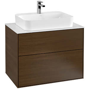 Villeroy und Boch Finion Waschtischunterschrank G34100GN 80x60,3cm, Emotion, Abdeckplatte white matt, Walnut veneer