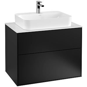 Villeroy und Boch Finion Waschtischunterschrank G34100PD 80x60,3cm, Emotion, Abdeckplatte white matt, Black matt lacquer