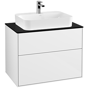 Villeroy und Boch Finion Waschtischunterschrank G34200GF 80x60,3cm, Emotion, Abdeckplatte black matt, Glossy white lacquer