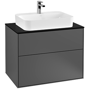 Villeroy und Boch Finion Waschtischunterschrank G34200GK 80x60,3cm, Emotion, Abdeckplatte black matt, Anthracite matt