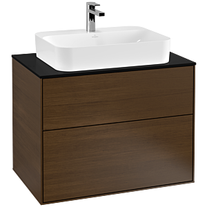 Villeroy und Boch Finion Waschtischunterschrank G34200GN 80x60,3cm, Emotion, Abdeckplatte black matt, Walnut veneer