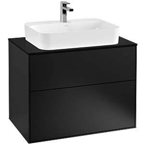 Villeroy und Boch Finion Waschtischunterschrank G34200PD 80x60,3cm, Emotion, Abdeckplatte black matt, Black matt lacquer