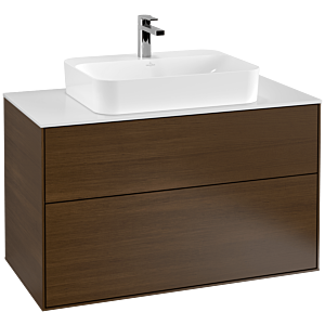 Villeroy et Boch Finion Villeroy et Boch G35100GN 100x60,3cm, Emotion, plateau blanc mat, placage noyer