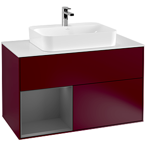 Villeroy and Boch Finion Villeroy and Boch Finion G361GKHB 100cm, cover plate white matt, Emotion, shelf left Anthracite matt, Peony Matt