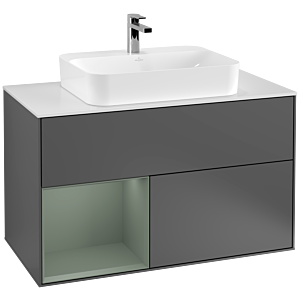 Villeroy and Boch Finion Villeroy and Boch Finion G361GMGK 100cm, cover plate white matt, emotion, shelf on the left Olive Matt Lacquer , anthracite matt