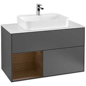 Villeroy and Boch Finion Villeroy and Boch Finion G361GNGK 100cm, cover plate white matt, emotion, shelf left walnut veneer, anthracite matt