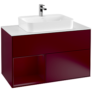 Villeroy et Boch Finion Villeroy et Boch G361HBHB 100cm, plaque de finition blanc mat, émotion, étagère à gauche Peony , Peony Matt