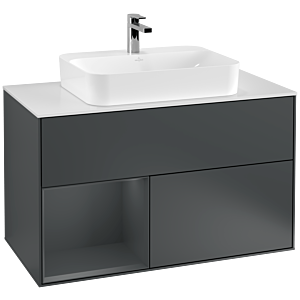 Villeroy and Boch Finion Villeroy and Boch Finion G361HGHG 100cm, cover plate matt white, Emotion, shelf on the left Midnight Blue Matt Lacquer , Midnight Blue Matt Lacquer