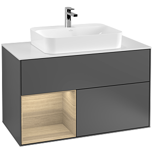 Villeroy and Boch Finion Villeroy and Boch Finion G361PCGK 100cm, cover plate matt white, Emotion, shelf on the left Oak Veneer , anthracite matt