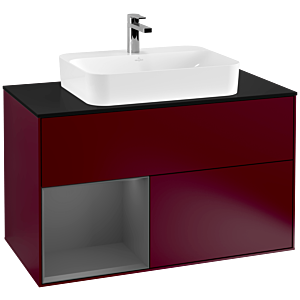 Villeroy and Boch Finion Villeroy and Boch Finion G362GKHB 100cm, cover plate black matt, Emotion, shelf left Anthracite matt, Peony Matt