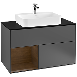 Villeroy and Boch Finion Villeroy and Boch Finion G362GNGK 100cm, cover plate black matt, Emotion, shelf left Walnut veneer, Anthracite matt