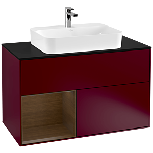 Villeroy and Boch Finion Villeroy and Boch Finion G362GNHB 100cm, cover plate black matt, Emotion, shelf left Walnut veneer, Peony Matt