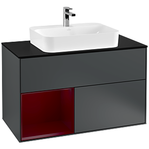 Villeroy and Boch Finion Villeroy and Boch Finion G362HBHG 100cm, cover plate black matt, Emotion, shelf on the left Peony , Midnight Blue Matt Lacquer