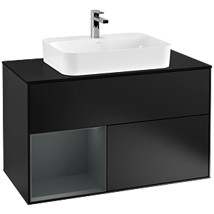 Villeroy and Boch Finion Villeroy and Boch Finion G362HGPD 100cm, cover plate black matt, Emotion, shelf on the left Midnight Blue Matt Lacquer , black matt lacquer