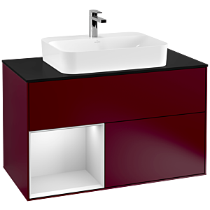 Villeroy and Boch Finion Villeroy and Boch Finion G362MTHB 100cm, cover plate black matt, Emotion, shelf left white matt lacquer, Peony Matt