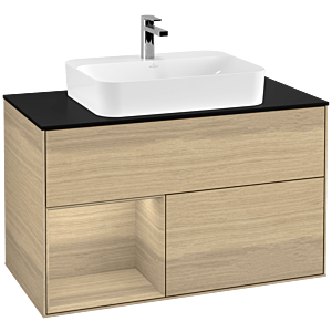 Villeroy et Boch Finion Villeroy et Boch G362PCPC 100cm, plaque de finition noir mat, Emotion, étagère à gauche Oak Veneer , Oak Veneer