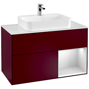 Villeroy and Boch Finion Villeroy and Boch Finion G371MTHB 100cm, cover plate white matt, Emotion, shelf on the right white matt lacquer, Peony Matt