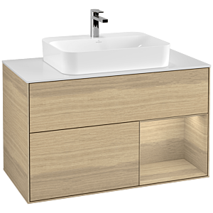 Villeroy and Boch Finion Villeroy and Boch Finion G371PCPC 100cm, cover plate matt white, emotion, shelf on the right Oak Veneer , Oak Veneer