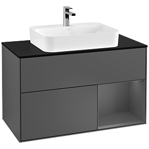 Villeroy et Boch Finion Villeroy et Boch G372GKGK 100cm, plaque de finition noir mat, Emotion, étagère à droite Anthracite mat, Anthracite mat