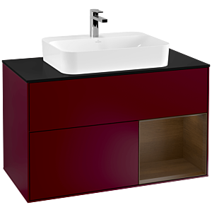 Villeroy et Boch Finion Villeroy et Boch G372GNHB 100cm, plaque de finition noir mat, emotion, étagère droite placage Peony Matt , Peony Matt