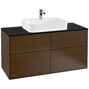 Villeroy und Boch Finion Waschtischunterschrank G38200GN 120x60,3cm, Emotion, Abdeckplatte black matt, Walnut veneer