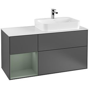 Villeroy and Boch Finion Villeroy and Boch Finion G391GMGK 120cm, cover plate white matt, emotion, shelf on the left Olive Matt Lacquer , anthracite matt