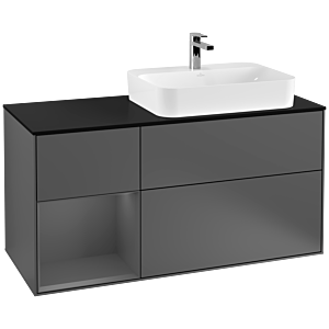 Villeroy et Boch Finion Villeroy et Boch G392GKGK 120cm, plaque de finition noir mat, Emotion, étagère gauche Anthracite mat, Anthracite mat
