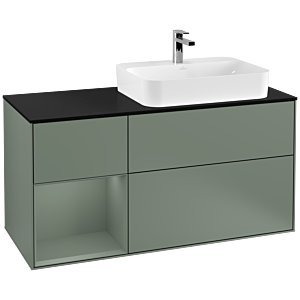 Villeroy et Boch Finion Villeroy et Boch G392GMGM 120cm, plaque de finition noir mat, Emotion, tablette à gauche Olive Matt Lacquer , Olive Matt Lacquer