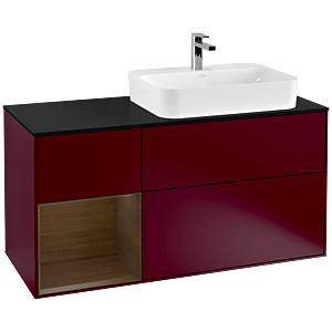 Villeroy and Boch Finion Villeroy and Boch Finion G392GNHB 120cm, cover plate black matt, Emotion, shelf left Walnut veneer, Peony Matt