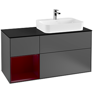 Villeroy and Boch Finion Villeroy and Boch Finion G392HBGK 120cm, cover plate black matt, Emotion, shelf on the left Peony , anthracite matt