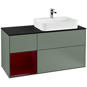 Villeroy and Boch Finion Villeroy and Boch Finion G392HBGM 120cm, cover plate black matt, Emotion, shelf on the left Peony , Olive Matt Lacquer