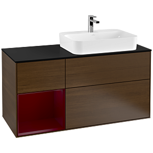 Villeroy et Boch Finion Villeroy et Boch G392HBGN 120cm, plaque de finition noir mat, émotion, étagère à gauche Peony , placage Peony