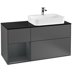 Villeroy and Boch Finion Villeroy and Boch Finion G392HGGK 120cm, cover plate black matt, Emotion, shelf on the left Midnight Blue Matt Lacquer , Anthracite matt