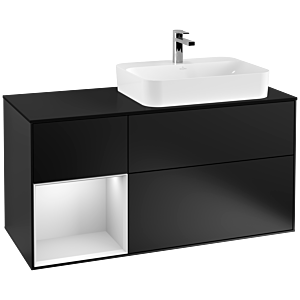 Villeroy and Boch Finion Villeroy and Boch Finion G392MTPD 120cm, cover plate black matt, Emotion, shelf left white matt lacquer, black matt lacquer