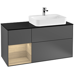 Villeroy and Boch Finion Villeroy and Boch Finion G392PCGK 120cm, cover plate matt black, Emotion, shelf on the left Oak Veneer , anthracite matt
