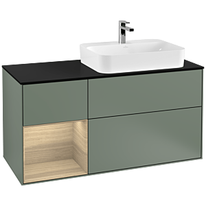Villeroy and Boch Finion Villeroy and Boch Finion G392PCGM 120cm, cover plate black matt, Emotion, shelf on the left Oak Veneer , Olive Matt Lacquer