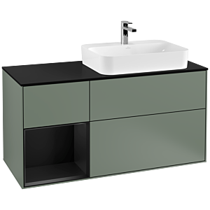 Villeroy and Boch Finion Villeroy and Boch Finion G392PDGM 120cm, cover plate black matt, Emotion, shelf left black matt lacquer, Olive Matt Lacquer