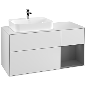 Villeroy and Boch Finion Villeroy and Boch Finion G401GKMT 120cm, cover plate white matt, Emotion, shelf right Anthracite matt, white matt lacquer