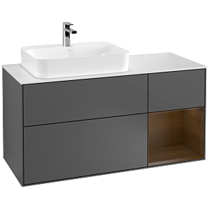 Villeroy and Boch Finion Villeroy and Boch Finion G401GNGK 120cm, cover plate white matt, emotion, shelf on the right walnut veneer, anthracite matt