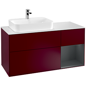 Villeroy und Boch Finion Waschtischunterschrank G401HGHB 120cm, Abdeckplatte white matt, Emotion, Regal rechts Midnight Blue Matt Lacquer, Peony Matt