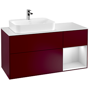 Villeroy und Boch Finion Waschtischunterschrank G401MTHB 120cm, Abdeckplatte white matt, Emotion, Regal rechts White matt lacquer, Peony Matt