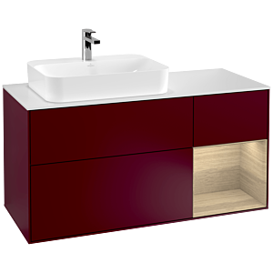 Villeroy et Boch Finion Villeroy et Boch G401PCHB 120cm, plaque de finition blanc mat, émotion, étagère à droite Oak Veneer , Peony Matt