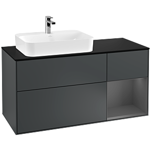 Villeroy et Boch Finion Villeroy et Boch G402GKHG 120cm, plaque de finition noir mat, Emotion, étagère droite Anthracite mat, Midnight Blue Matt Lacquer