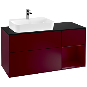 Villeroy und Boch Finion Waschtischunterschrank G402HBHB 120cm, Abdeckplatte black matt, Emotion, Regal rechts Peony, Peony Matt