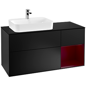 Villeroy und Boch Finion Waschtischunterschrank G402HBPD 120cm, Abdeckplatte black matt, Emotion, Regal rechts Peony, Black matt lacquer